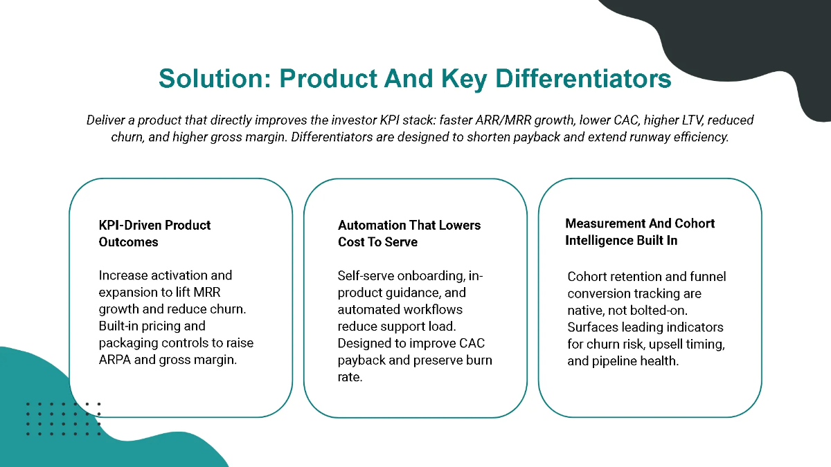 Free Startup Investor KPI Pitch Deck Template to Edit Online