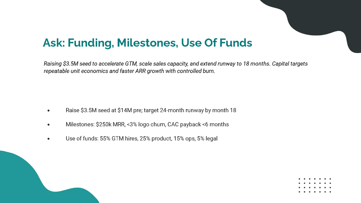 Free Startup Investor KPI Pitch Deck Template to Edit Online