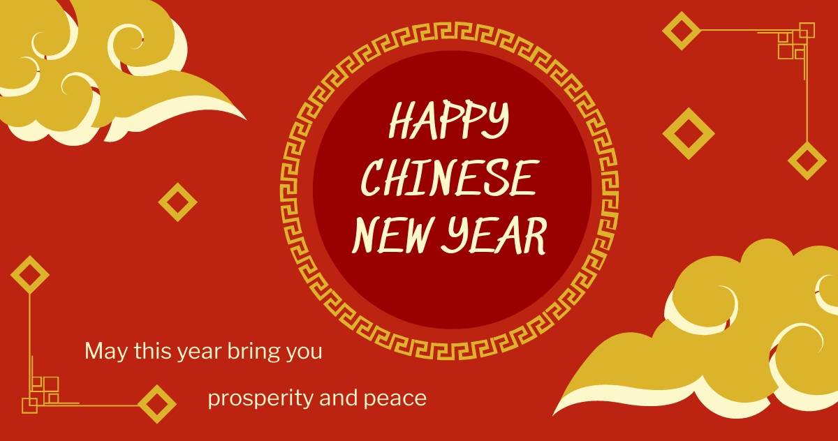 Free Vintage Chinese New Year Facebook Post Template