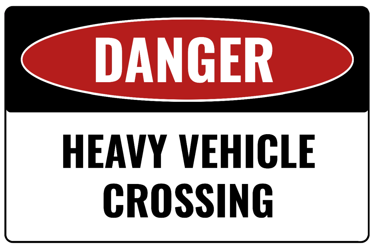 Heavy Vehicle Crossing Mining Sign Template