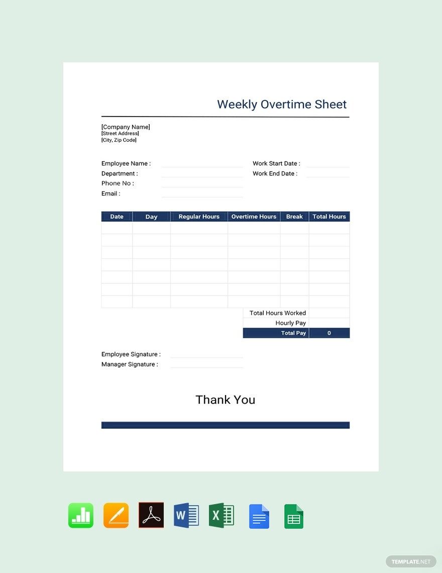 Weekly Overtime Sheet Template