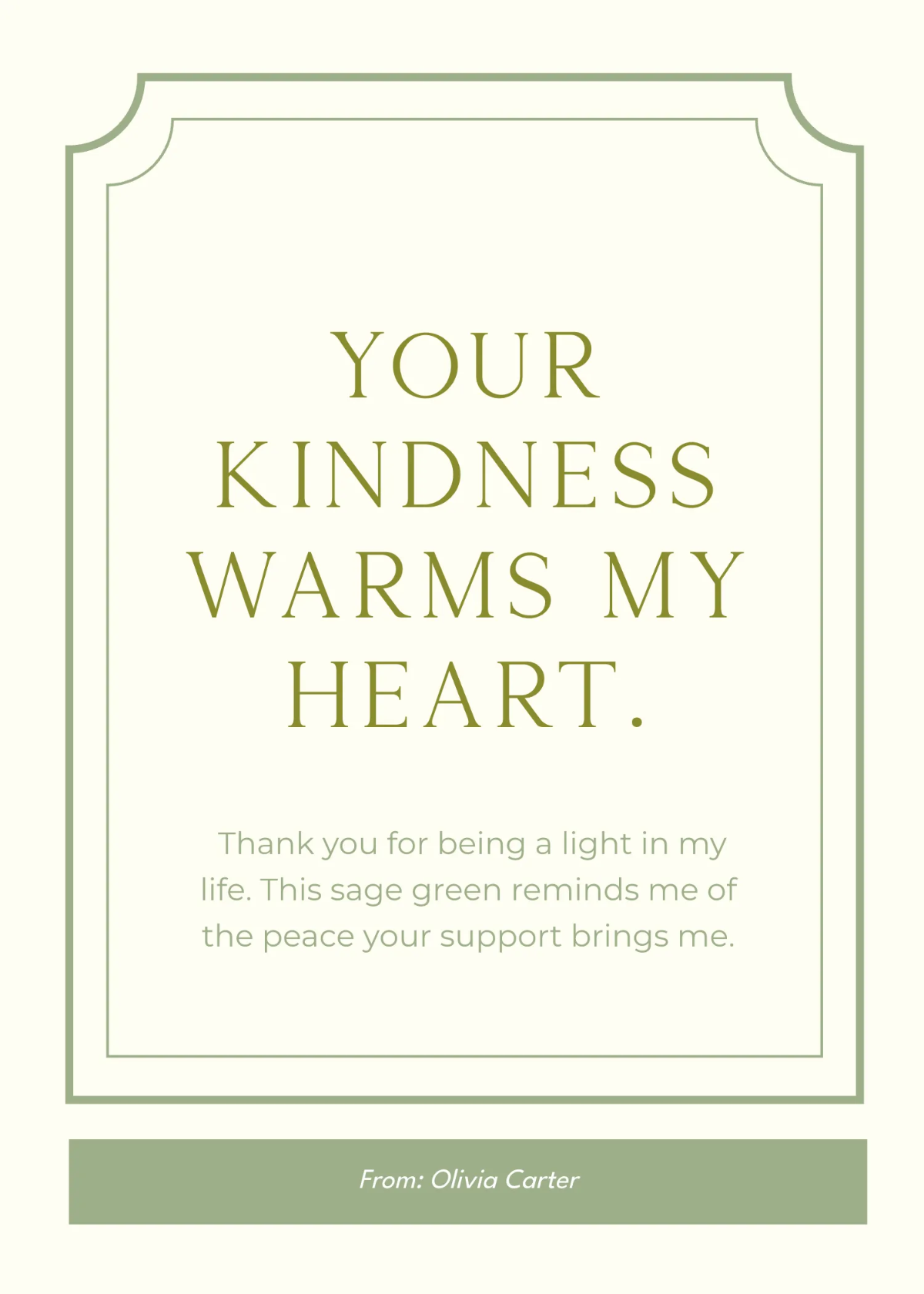 Free Sage Green Thank You Wishes Template to Edit Online