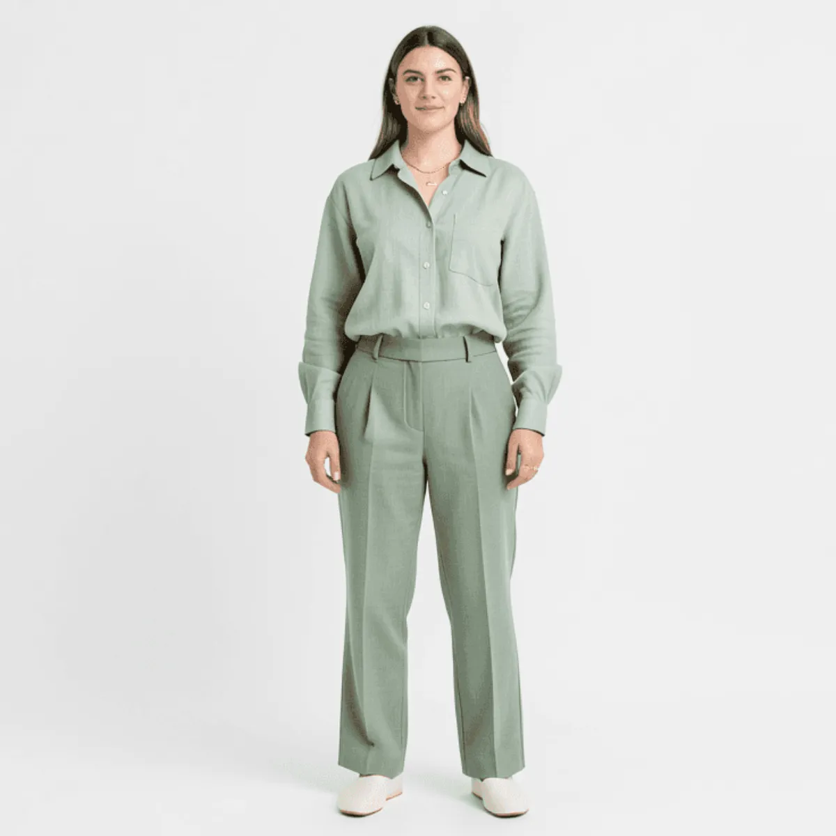 Sage Green Modern Outfit Template