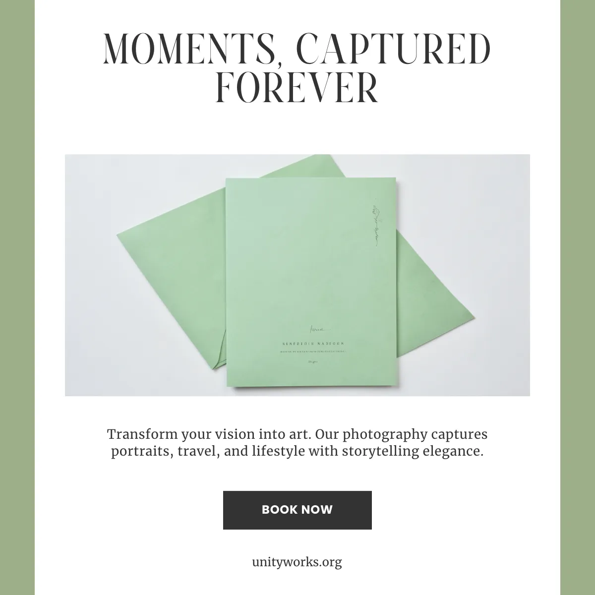 Free Sage Green Ad Layout Template to Edit Online
