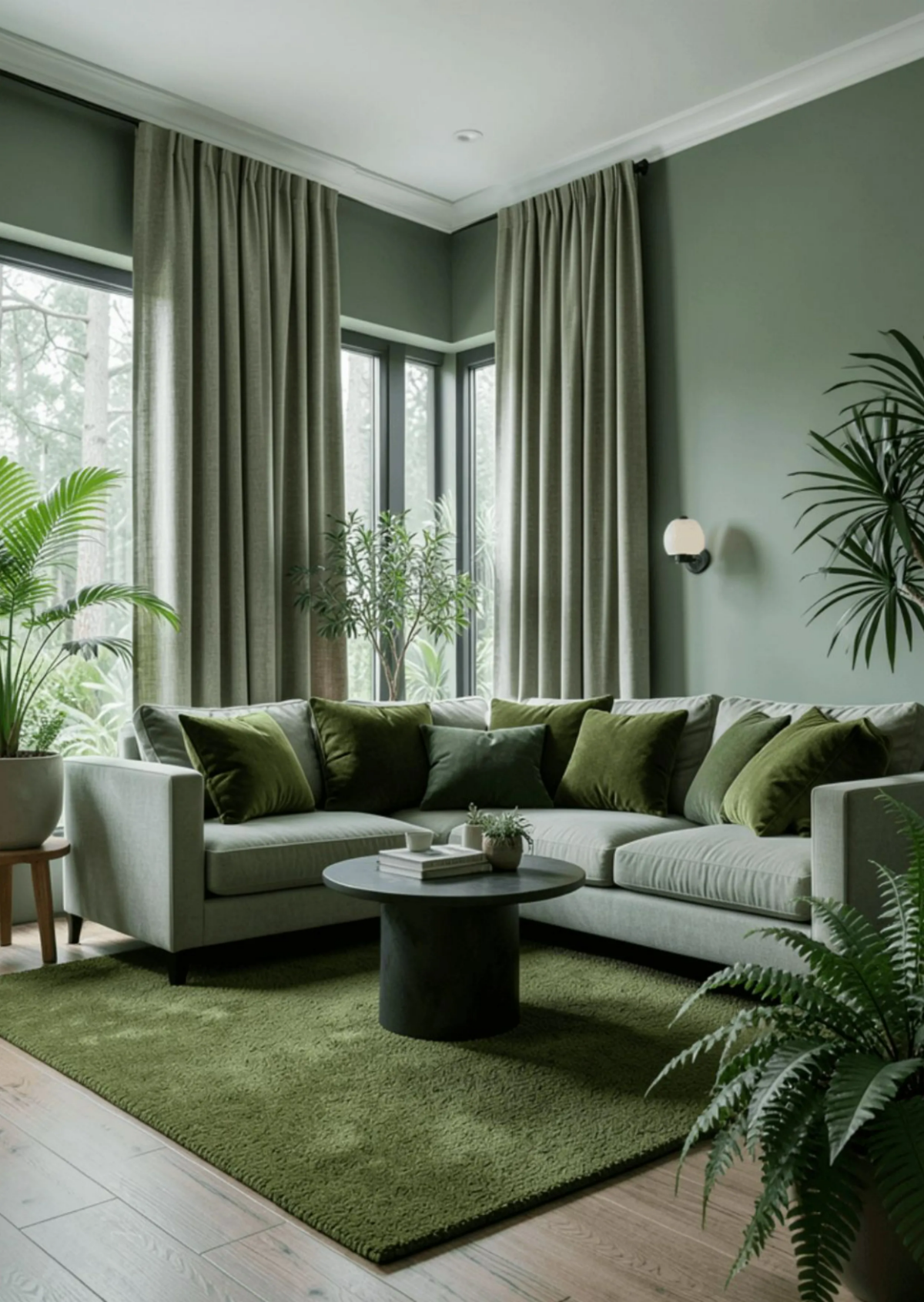 Free Sage Green Living Room Sage Green Template to Edit Online