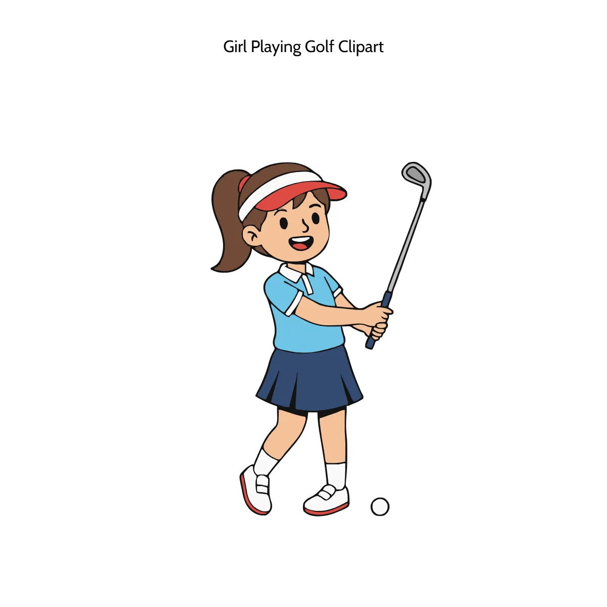 Girl Playing Golf Clipart