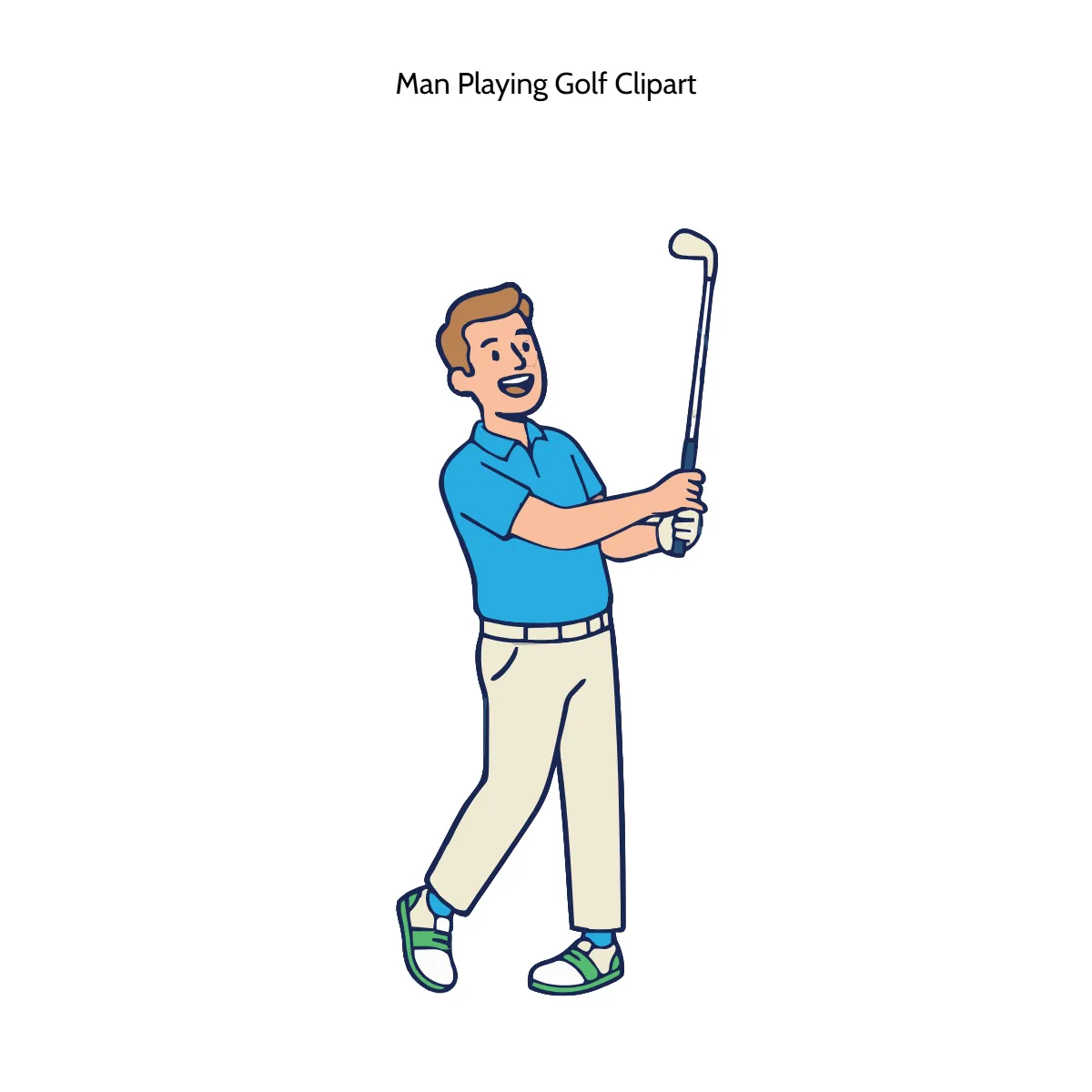 Man Playing Golf Clipart