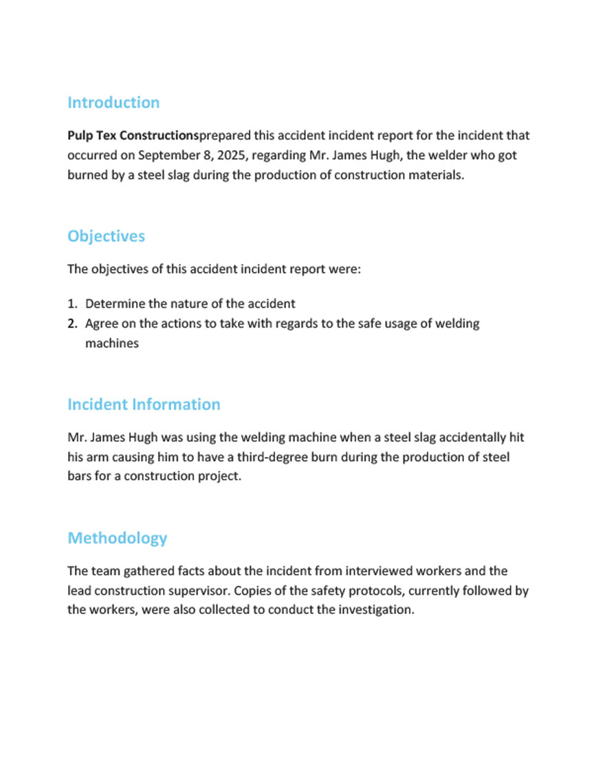 Accident Incident Report Template Google Docs Word Apple Pages Accident Incident Report Template Google Docs Word Apple Pages