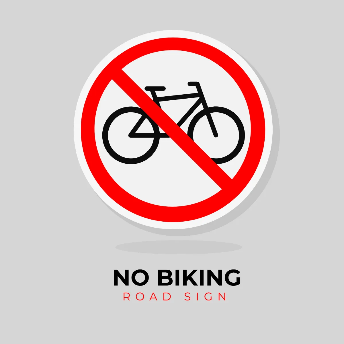 Road Sign No Biking Clip Art Template