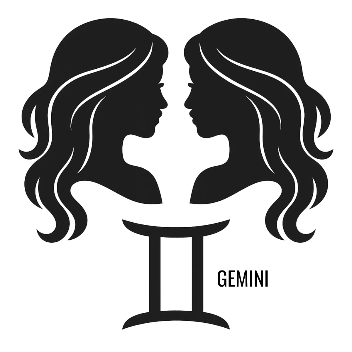 Gemini Silhouette Zodiac Sign Template