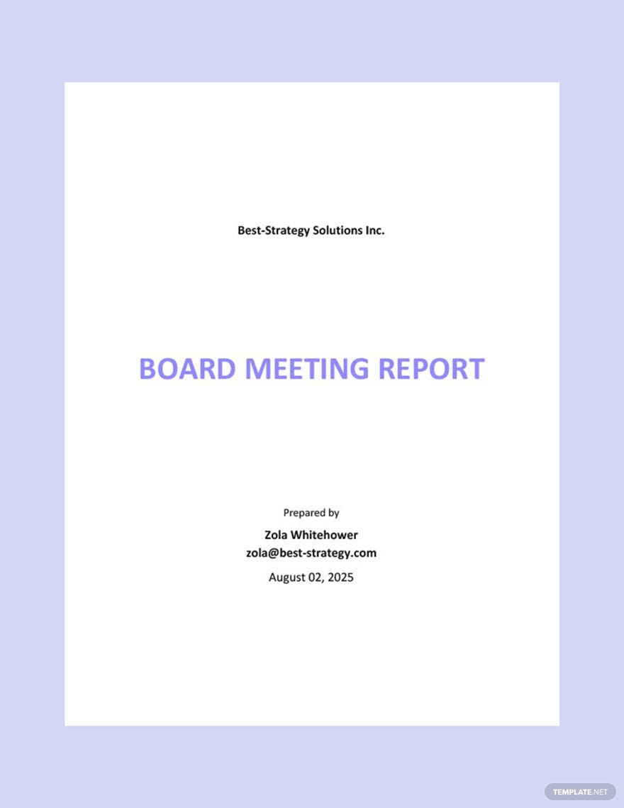 Board Meeting Report Template