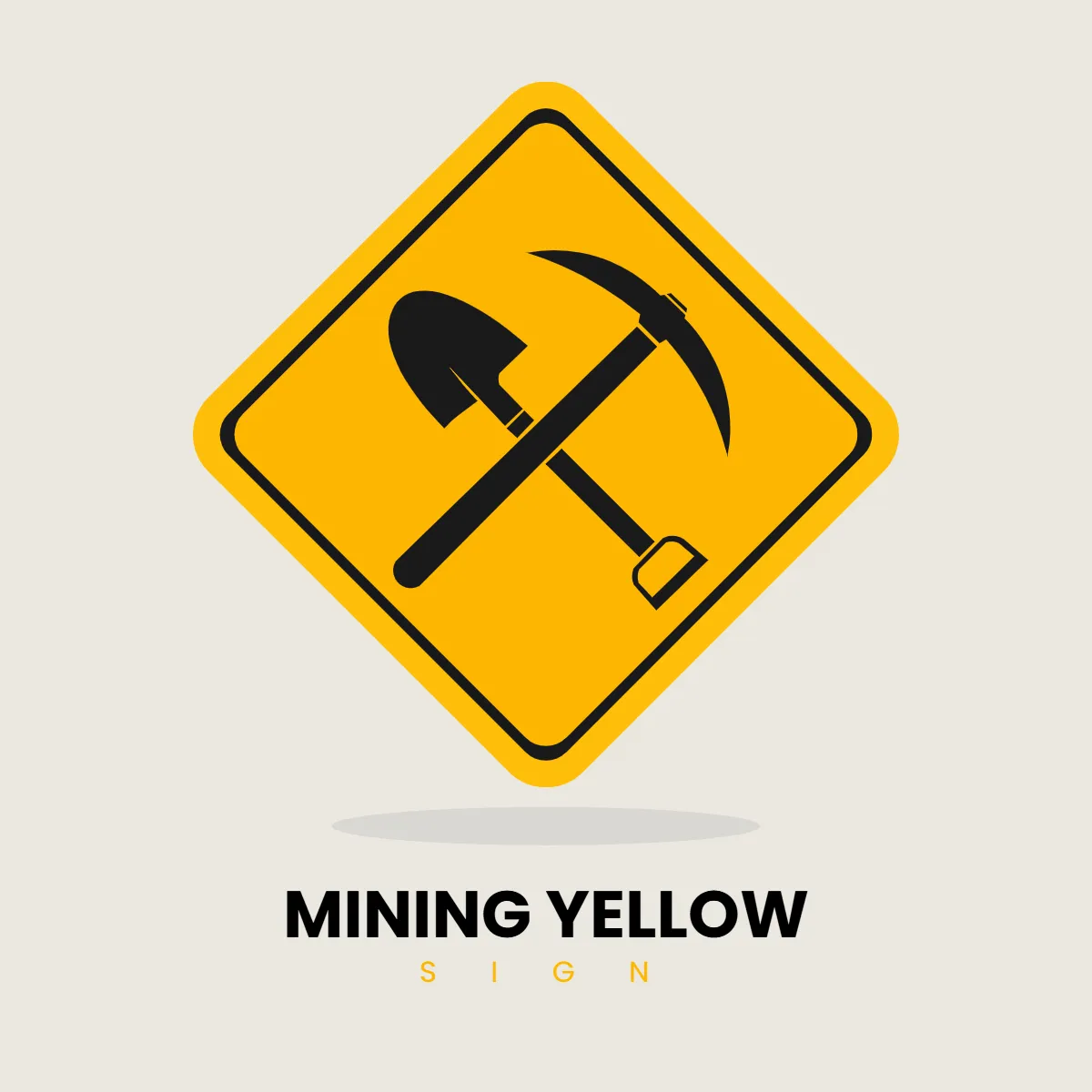 Mining Yellow Sign Clip Art Template