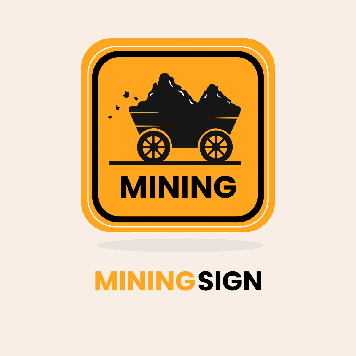 Mining Rock Sign Clip Art Template