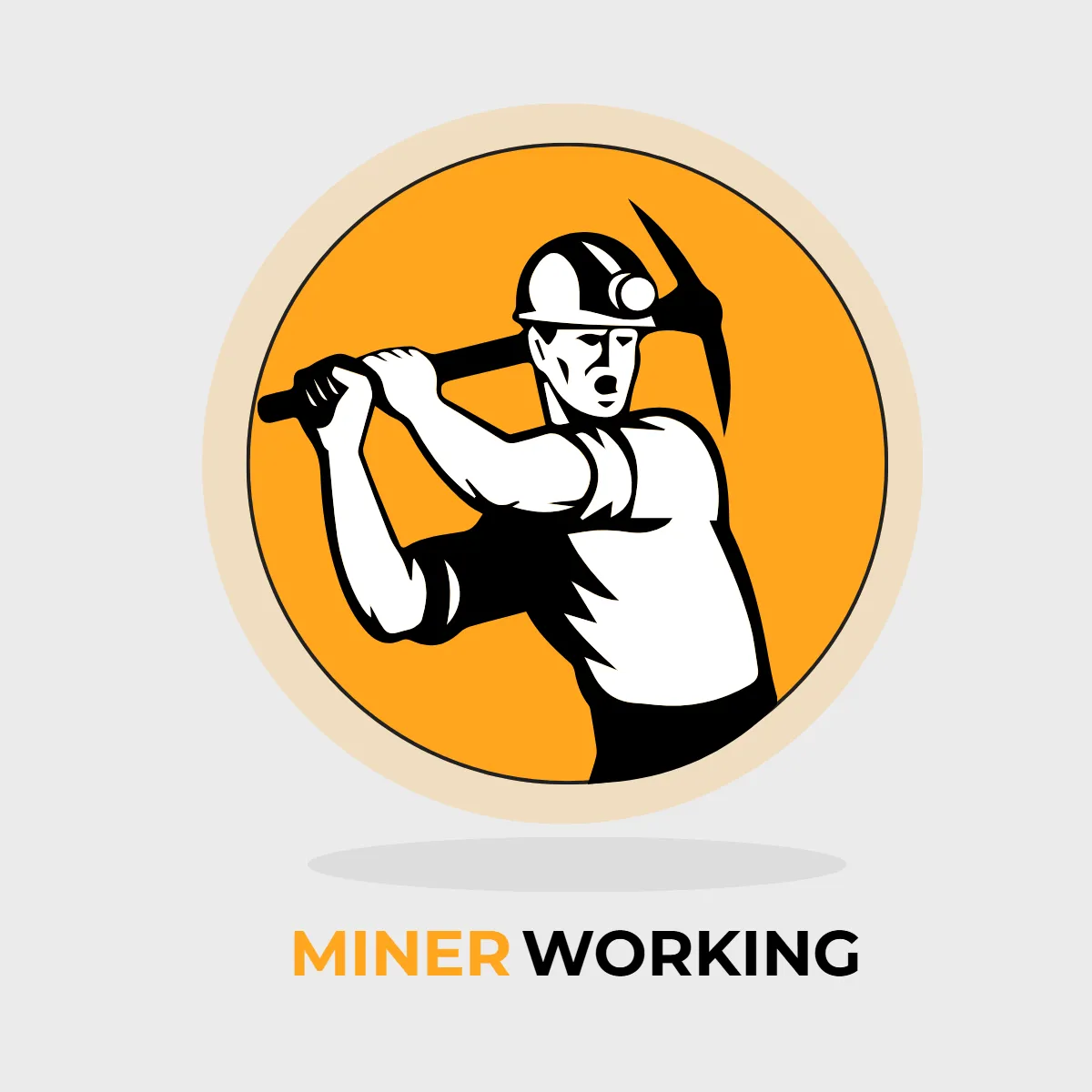 Miner Working Sign Clip Art Template