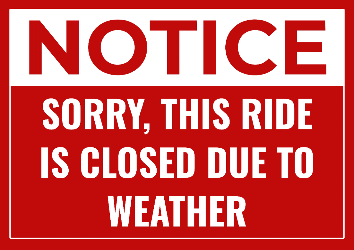 Free Weather Delay Notice Theme Park Sign Template to Edit Online