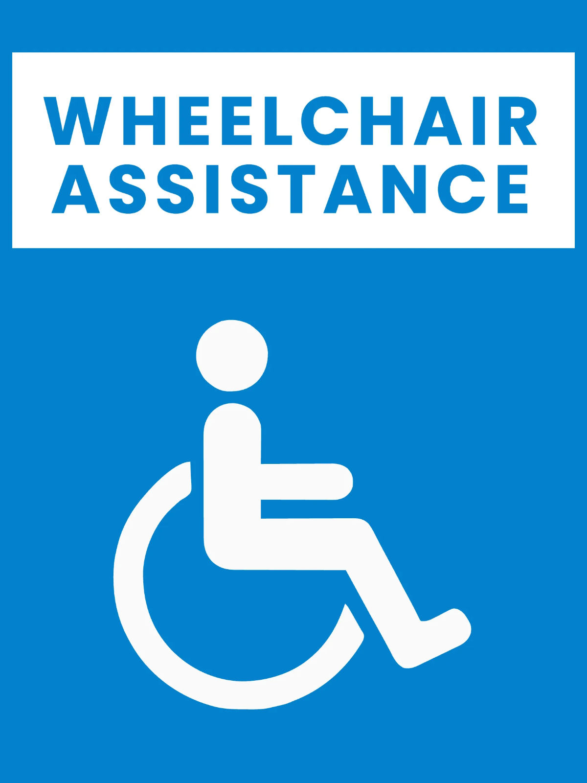 Wheelchair Assistance Airport Sign Template
