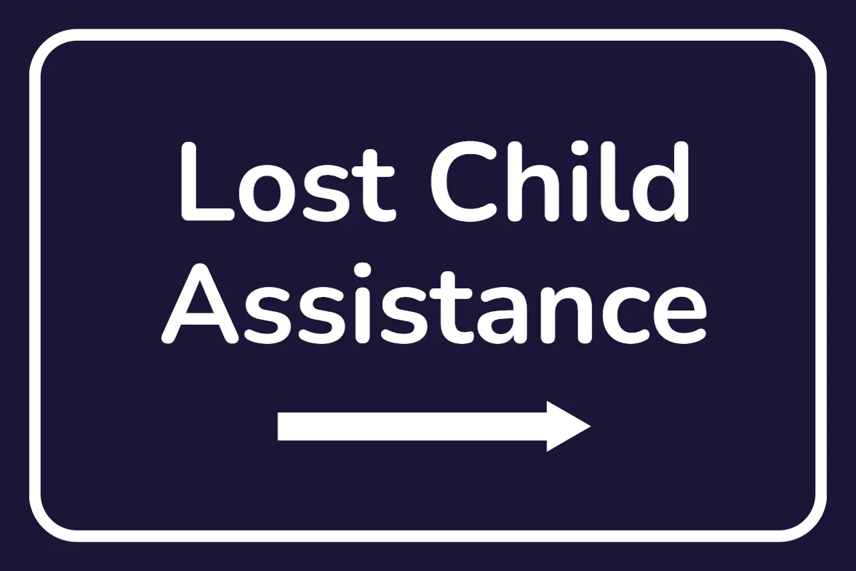 Lost Child Assistance Theme Park Sign Template