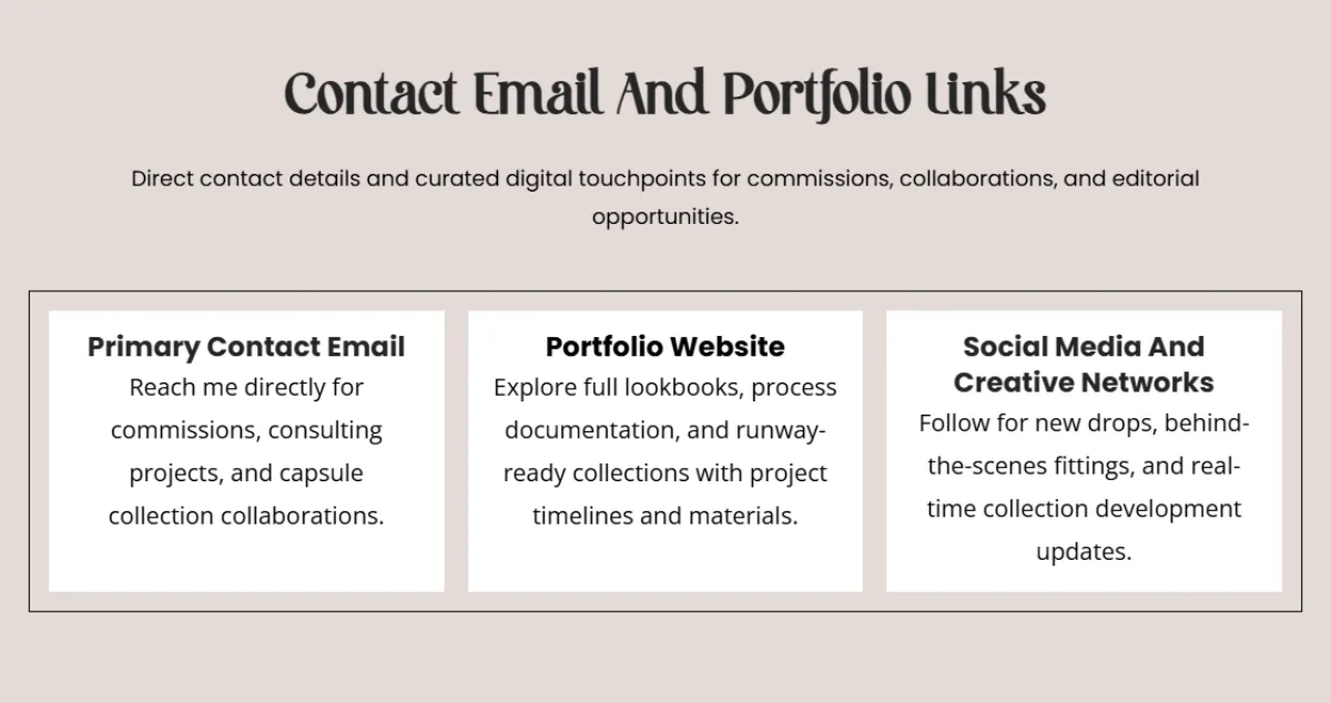 Free Fashion Designer Portfolio Slides Template to Edit Online