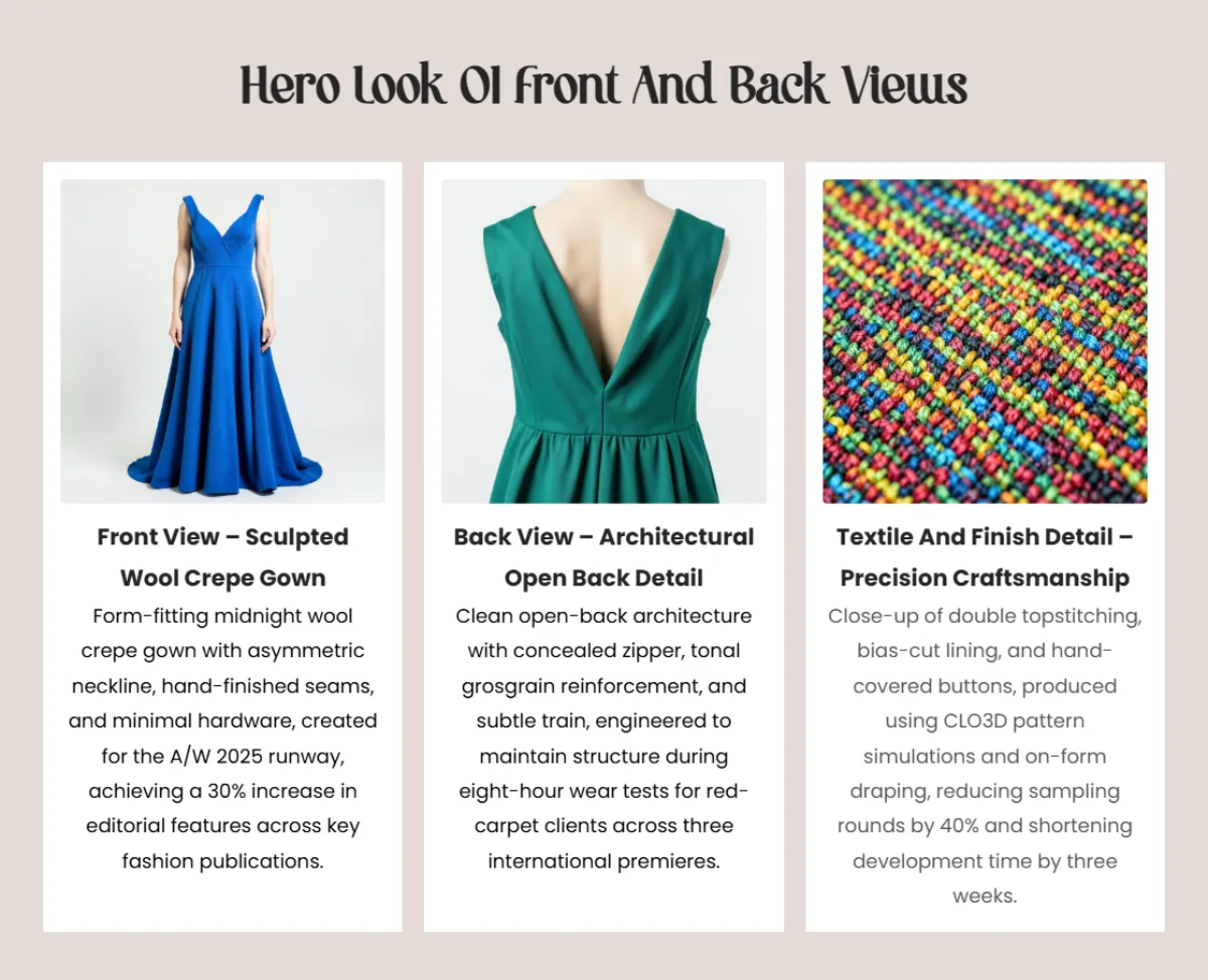 Free Fashion Designer Portfolio Slides Template to Edit Online