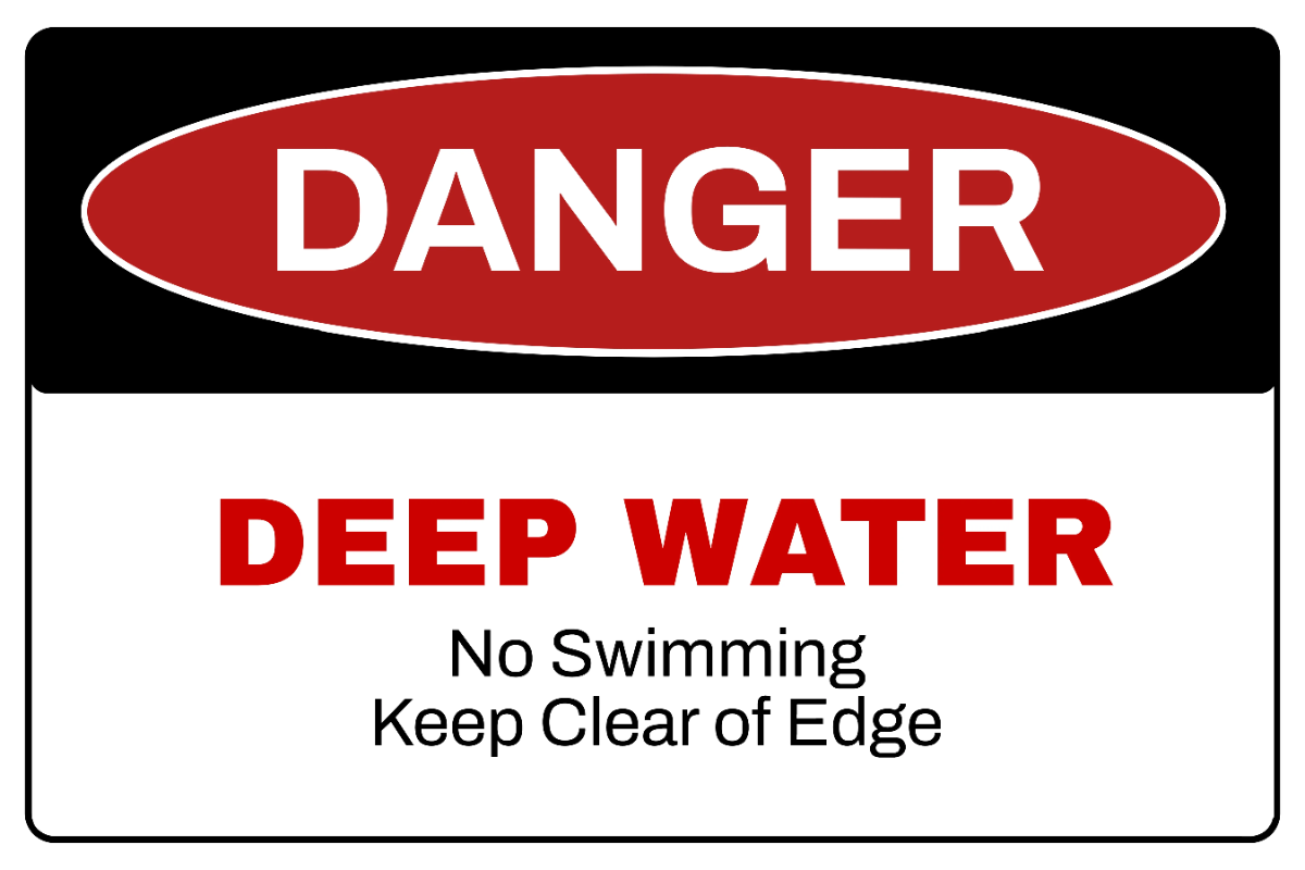 Danger: Deep Water Seaport Sign Template