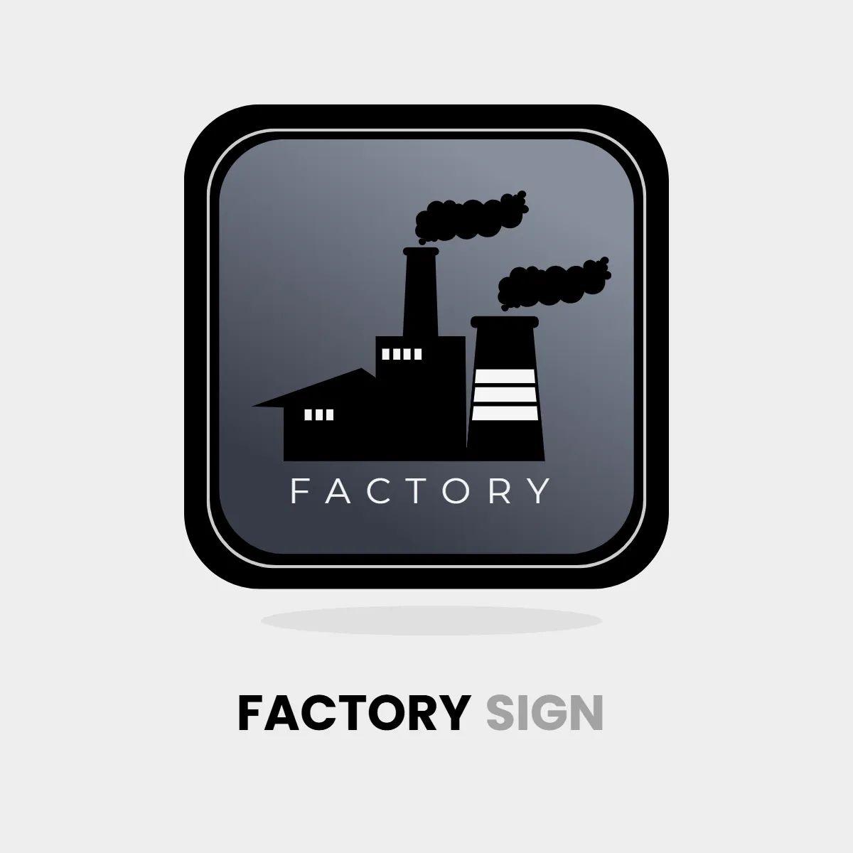 Factory Sign Black Icon Clip Art Template