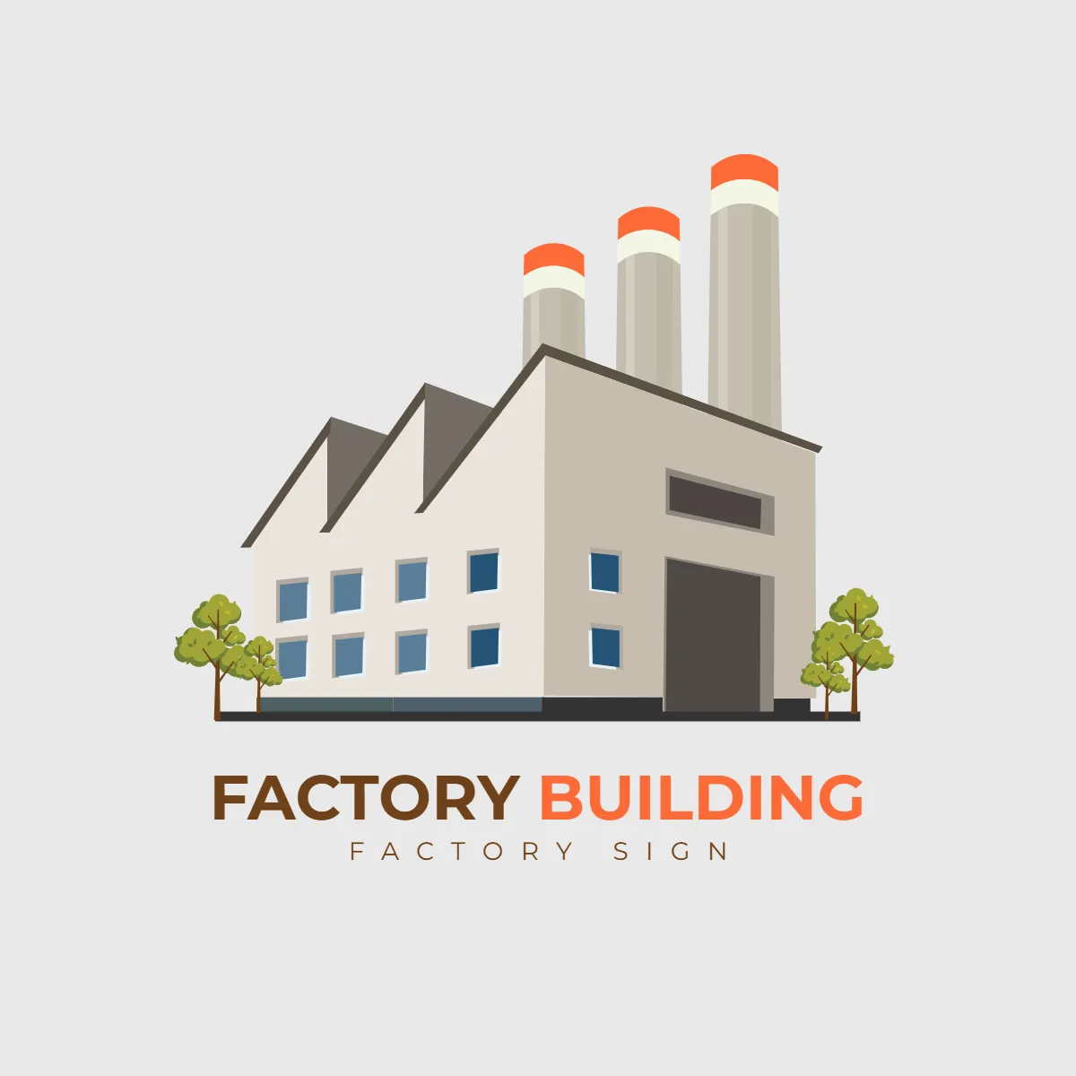 Factory Building Sign Clip Art Template