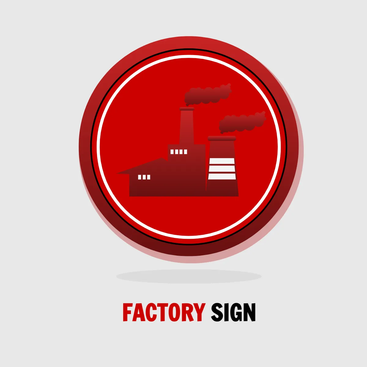 Factory Red Sign Clip Art Template