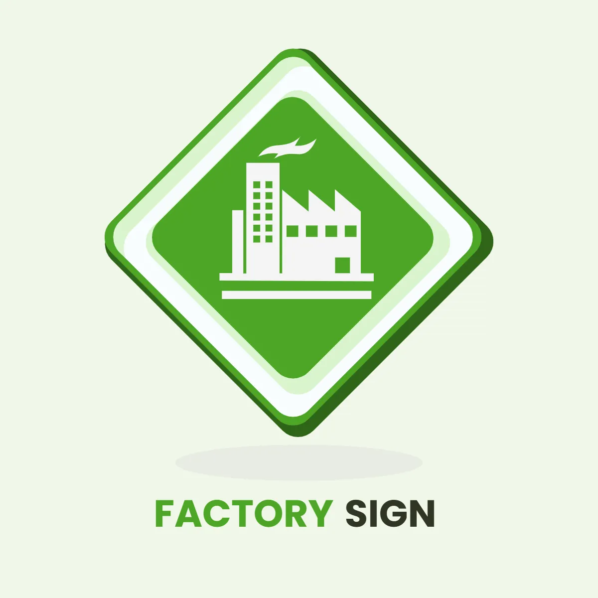 Factory Sign Green Clip Art Template