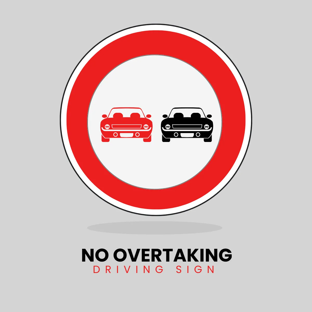 Driving Sign No Overtaking Clip Art Template