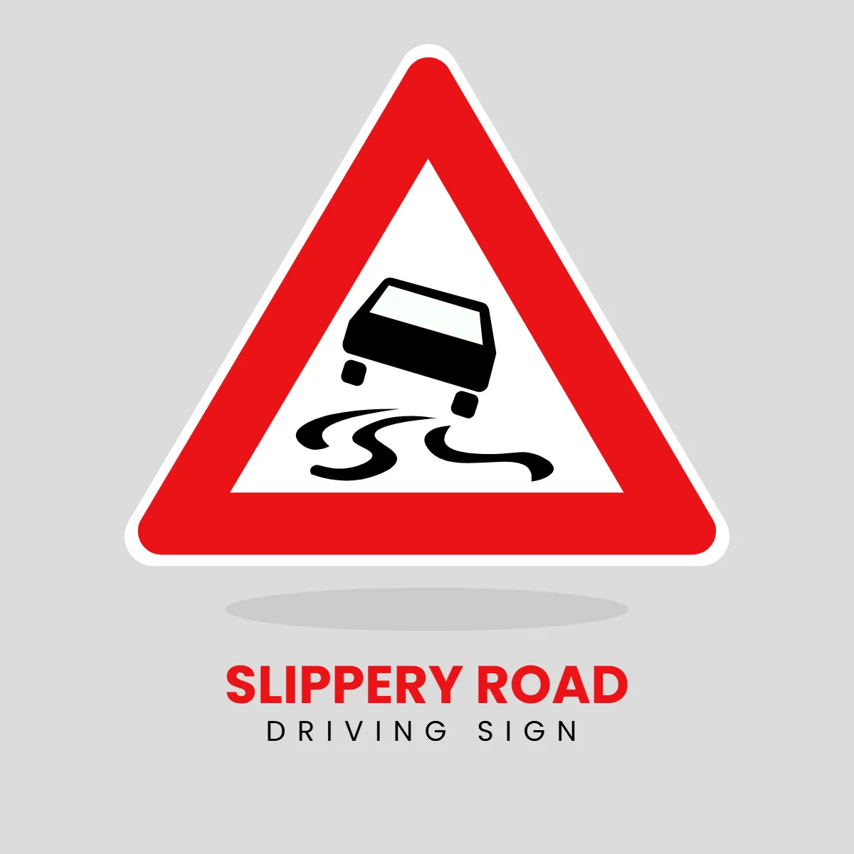Driving Sign Slippery Road Clip Art Template