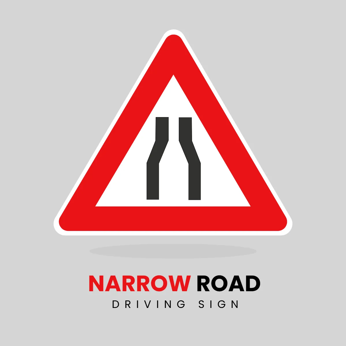 Driving Sign Narrow Road Clip Art Template