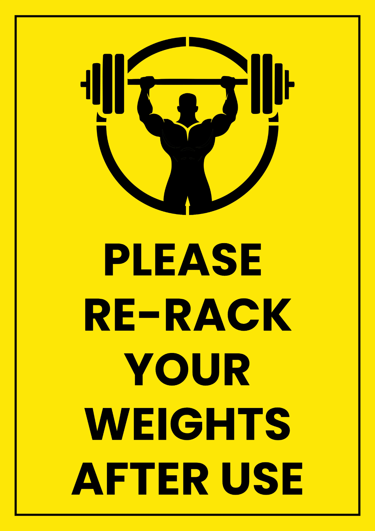 Re-Rack Your Weights Gym and Fitness Sign Template