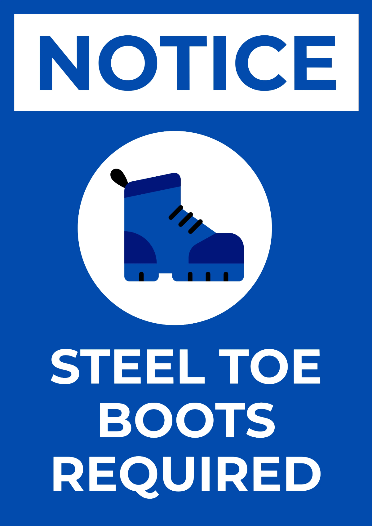 Steel Toe Boots Required Factory Sign Template