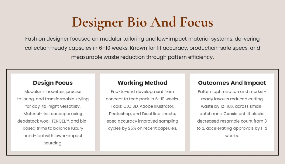 Free Fashion Designer Portfolio Template to Edit Online