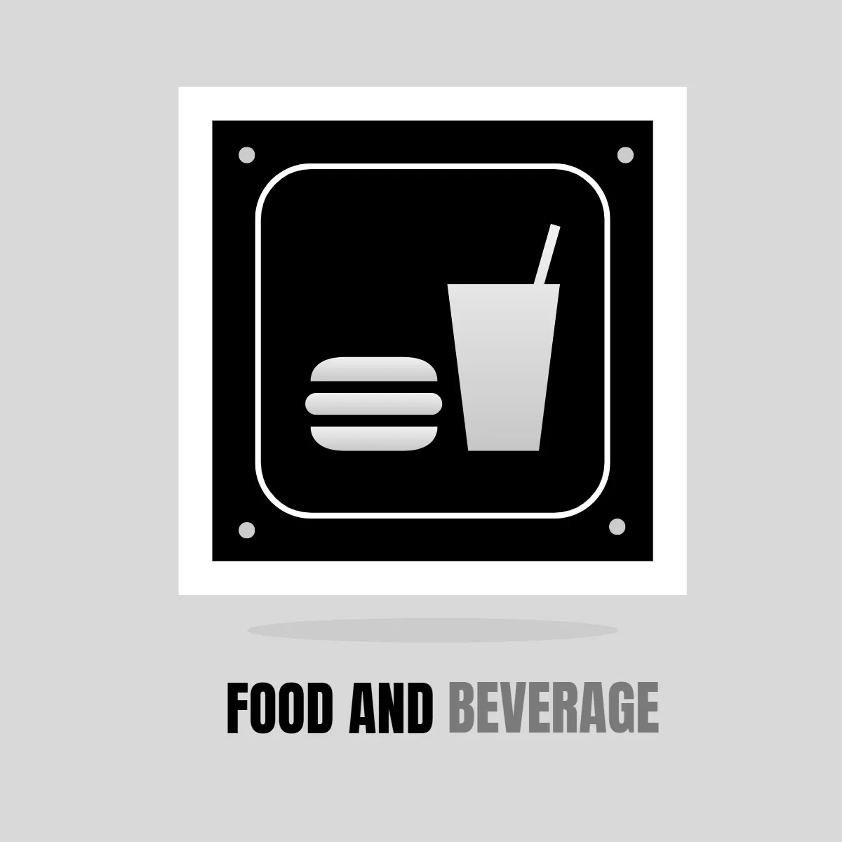 Food and Beverage Simple Black Sign Clip Art Template