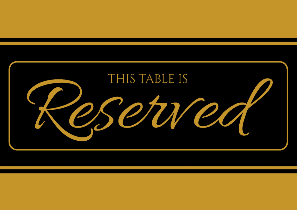 Reserved Table Restaurant Sign Template