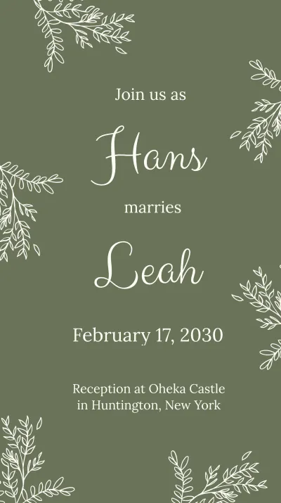 Free Wedding Invitation Instagram Story Template to Edit Online