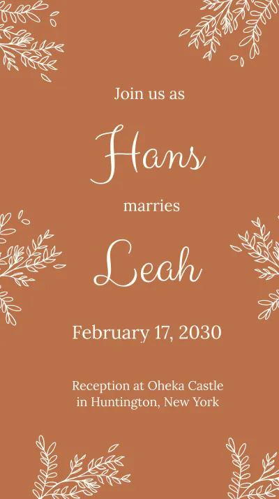 Free Wedding Invitation Instagram Story Template to Edit Online