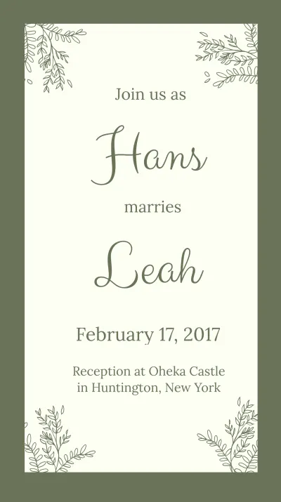 Free Wedding Invitation Instagram Story Template to Edit Online