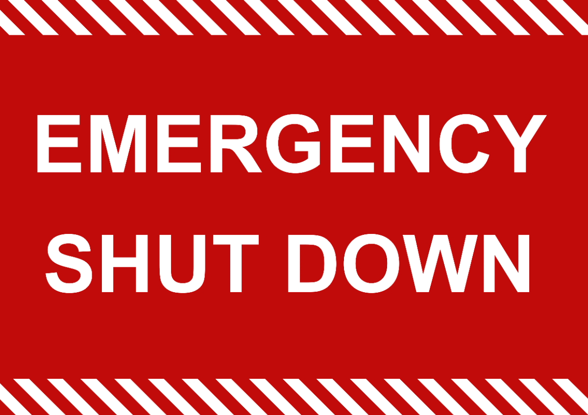 Emergency Shut-Down IT Sign Template