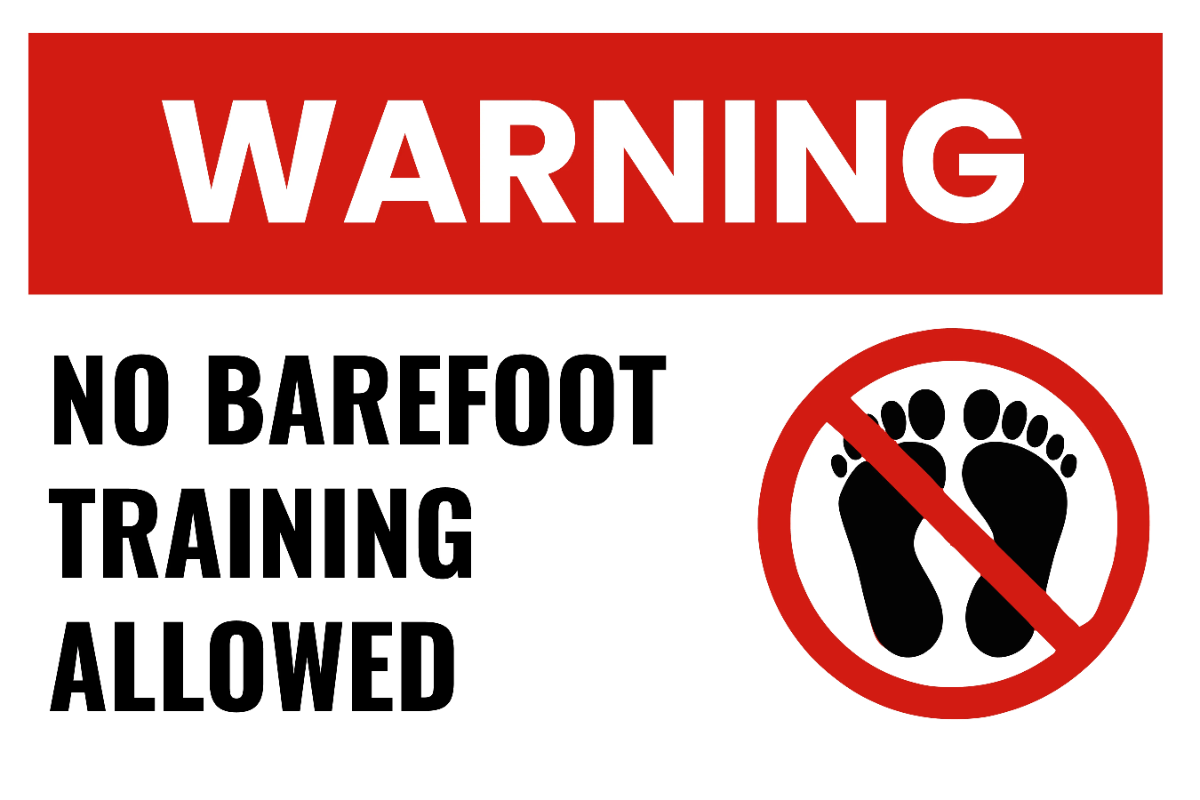 No Barefoot Training Gym and Fitness Sign Template