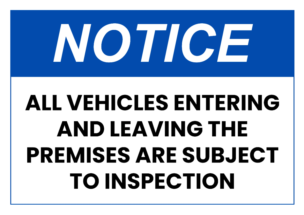 Free Vehicle Inspection Logistics And Transportation Sign Template to Edit Online