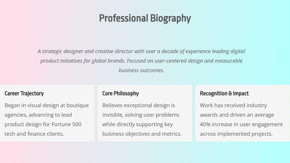 Free Modern Minimal Portfolio Slides Template to Edit Online