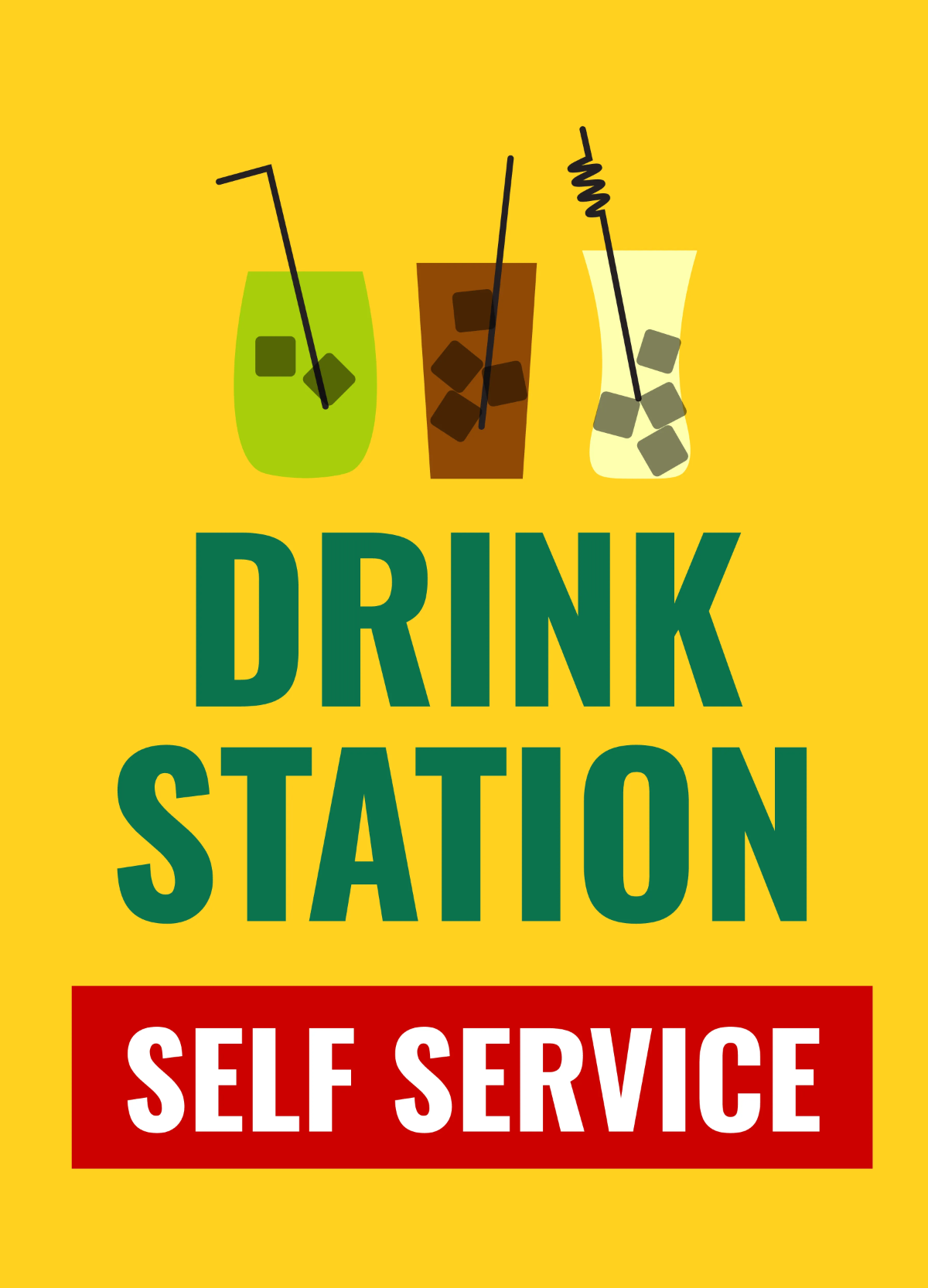 Free Self-Service Beverage Station Restaurant Sign Template to Edit Online