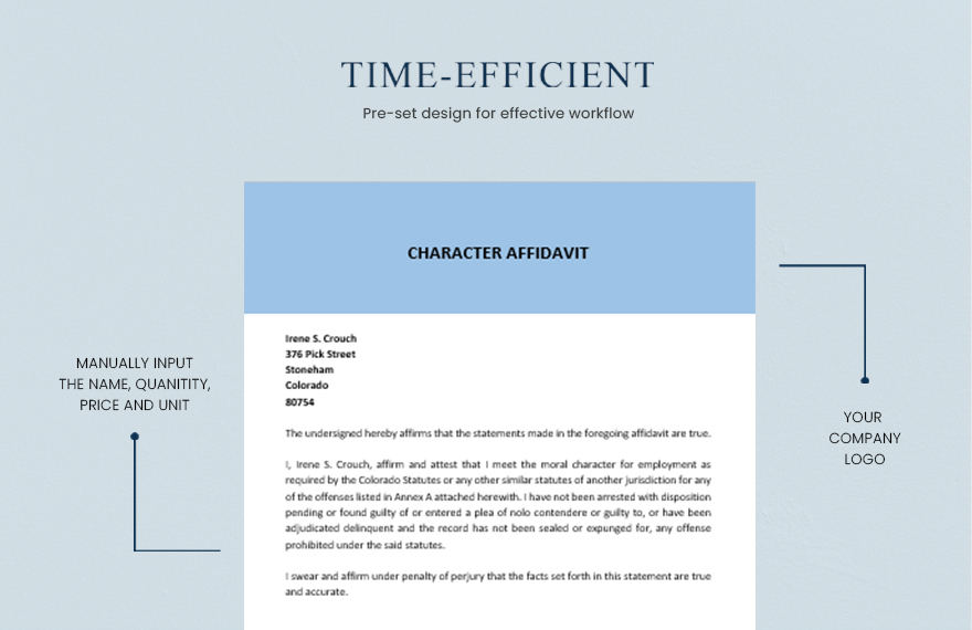 Character Affidavit Sample Template
