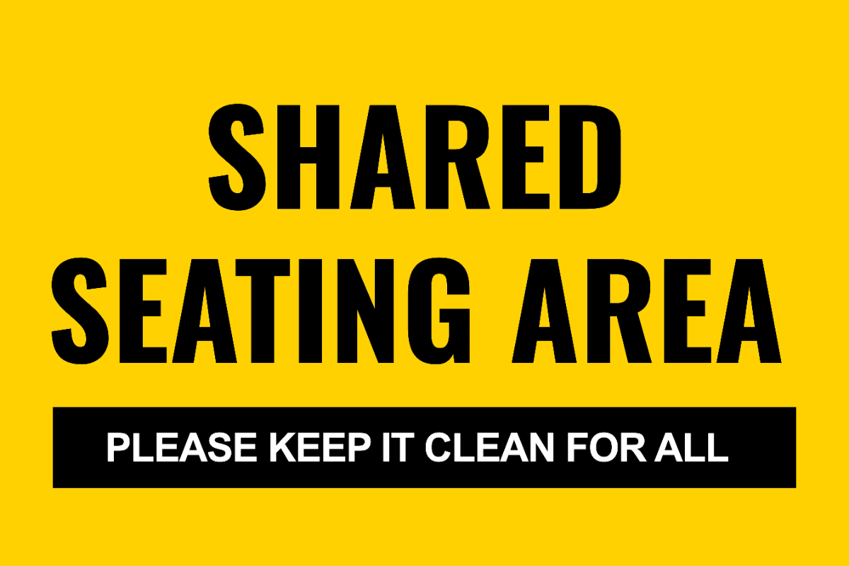 Free Shared Seating Area Restaurant Sign Template to Edit Online