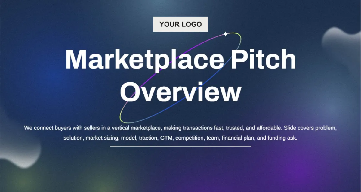 Free Marketplace Startup Pitch Deck to Edit Online Free Marketplace Startup Pitch Deck to Edit Online