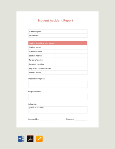 free student accident report template 440x570