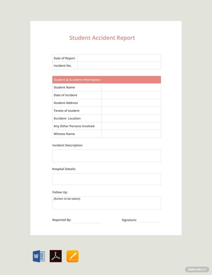 Student Accident Report Template