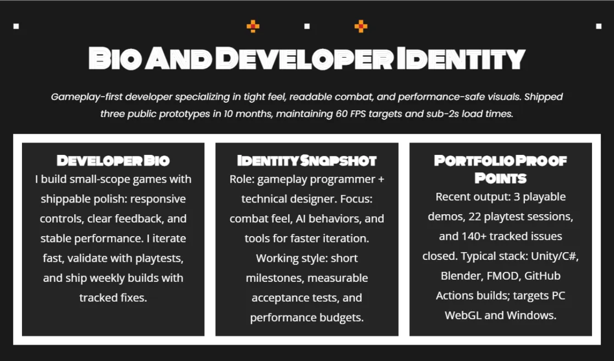 Free Game Developer Portfolio Template to Edit Online